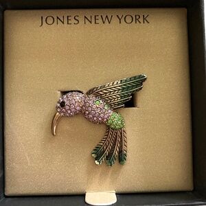 Green and Pink Crystal Bird Pin